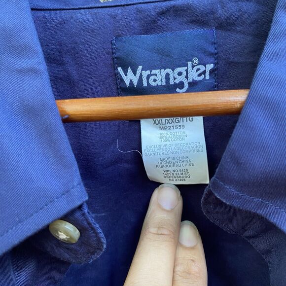 Vintage Wrangler Button Up Western Shirt USA Flag Mens Size XXL 2XL Cotton - Picture 3 of 7